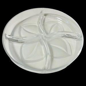 J.G. DURAND CRISTAL France Frosted Divided Platter Plate.